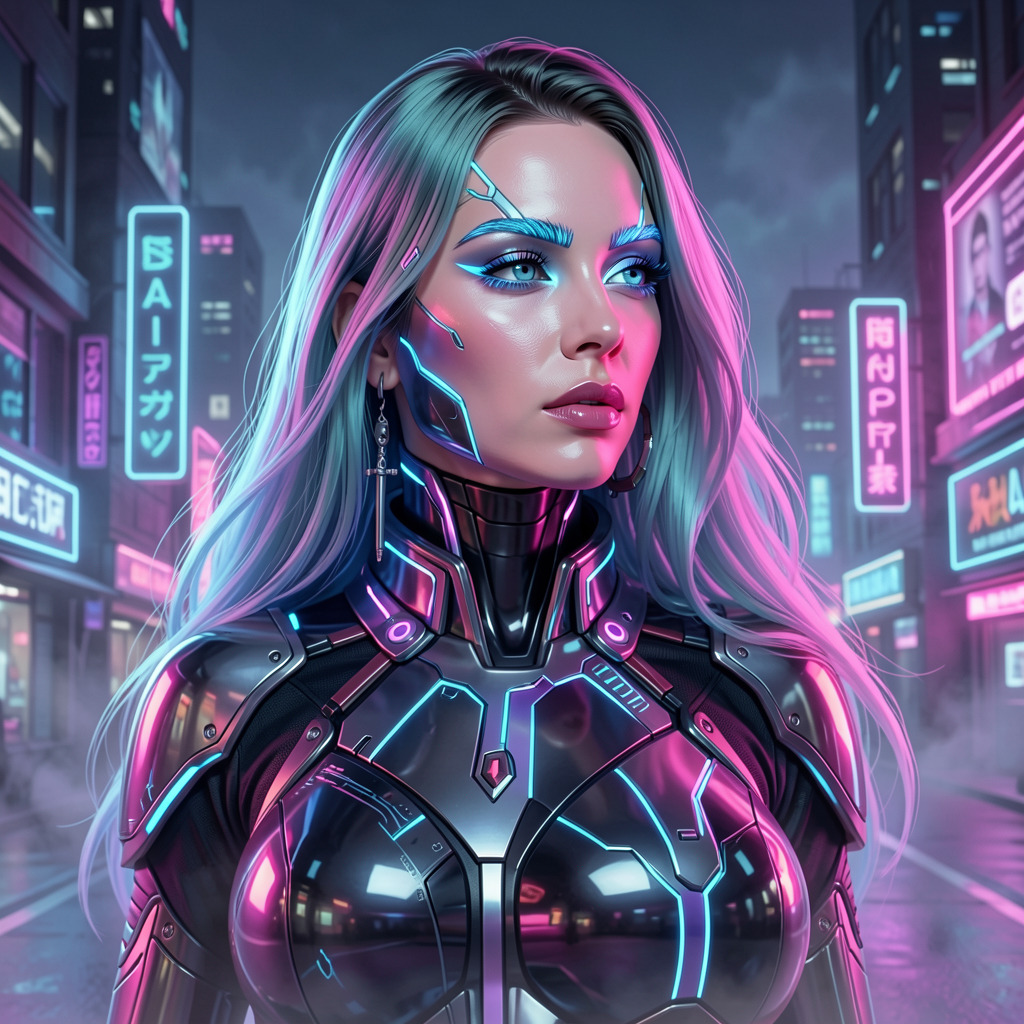 FaceArt Cyberpunk Neon portrait style