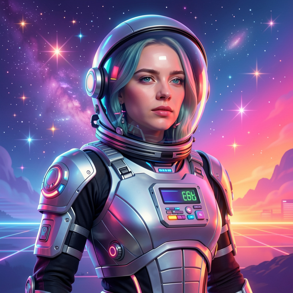 FaceArt Colorful Astronaut portrait style