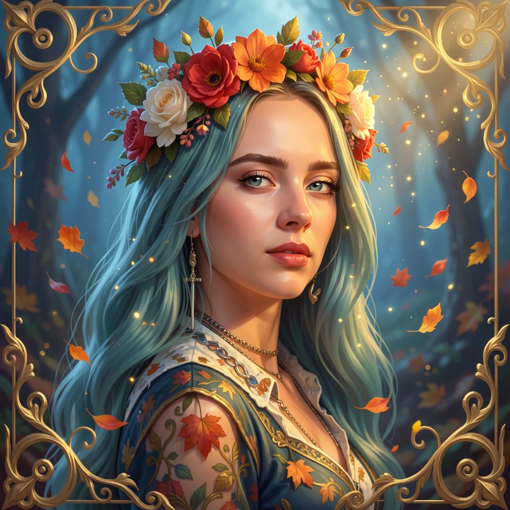 FaceArt Autumn Flowers portrait style