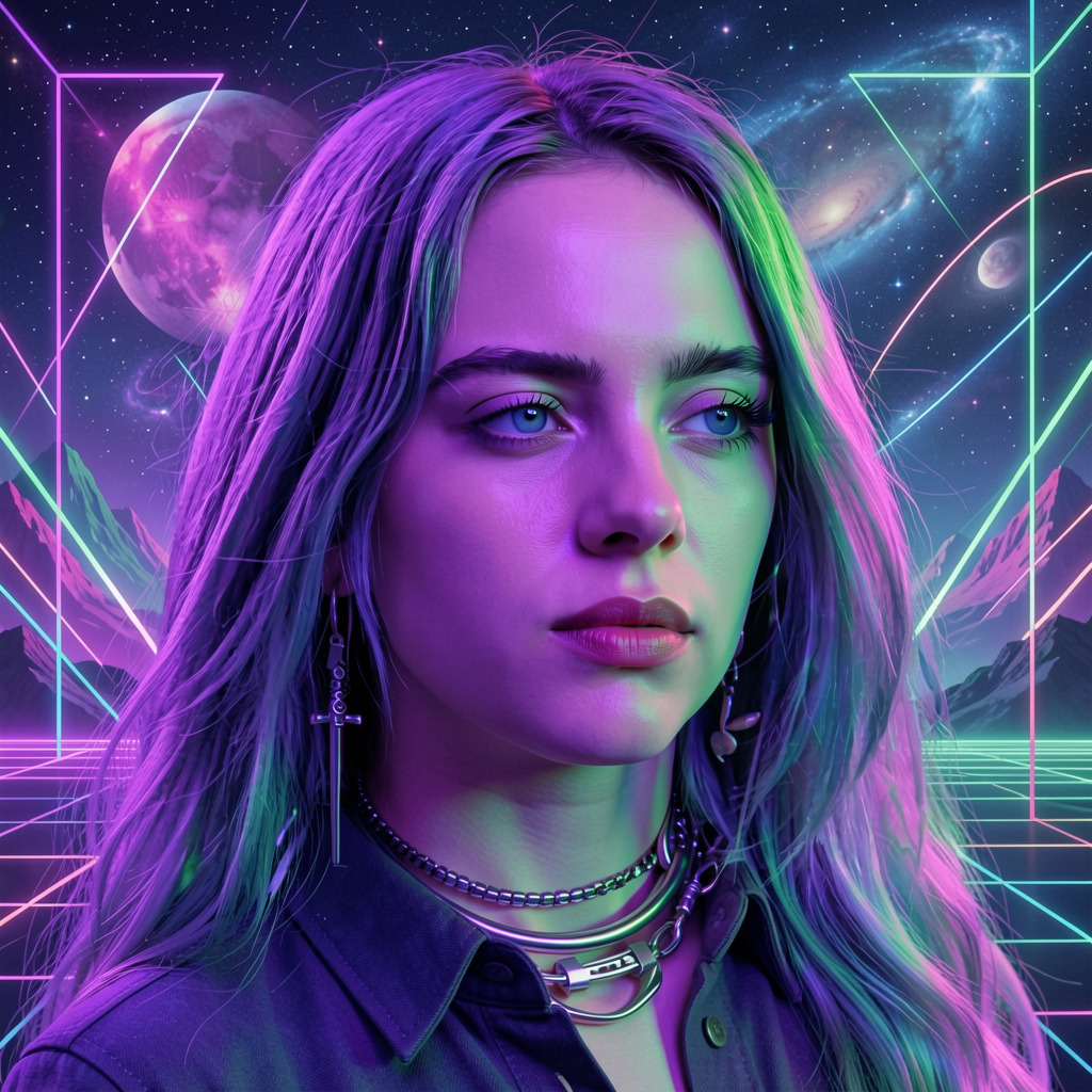 FaceArt Vaporwave Art portrait style