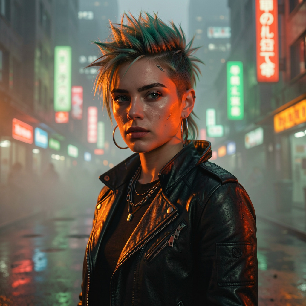 FaceArt Cyberpunk City portrait style