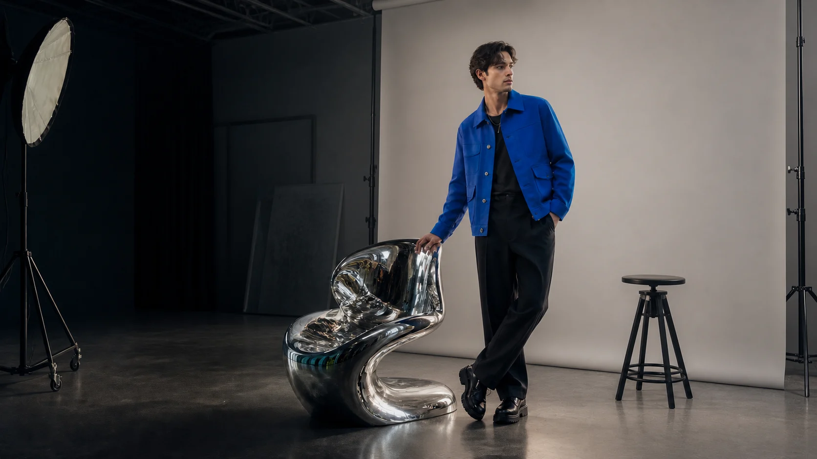 Original fashion photograph in a plain studio