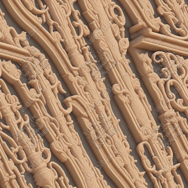 Ornate temple wall flat texture, trending on artstation, base color, albedo, detailed, 4k