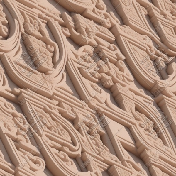 Ornate temple wall flat texture, trending on artstation, base color, albedo, detailed, 4k