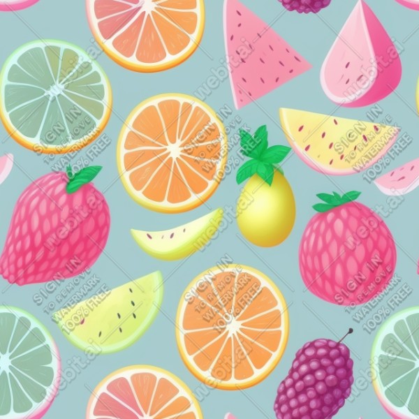 Pastel fruits flat illustration, trending on artstation, base color, albedo, detailed, 4k