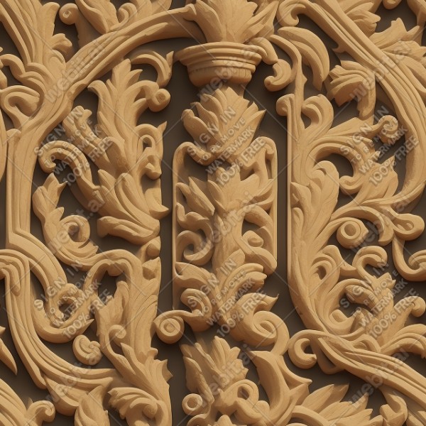 Ornate temple wall flat texture, trending on artstation, base color, albedo, detailed, 4k