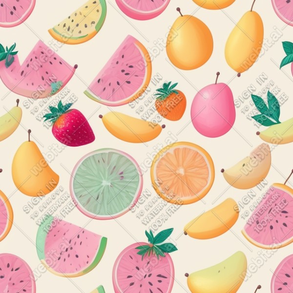 Pastel fruits flat illustration, trending on artstation, base color, albedo, detailed, 4k