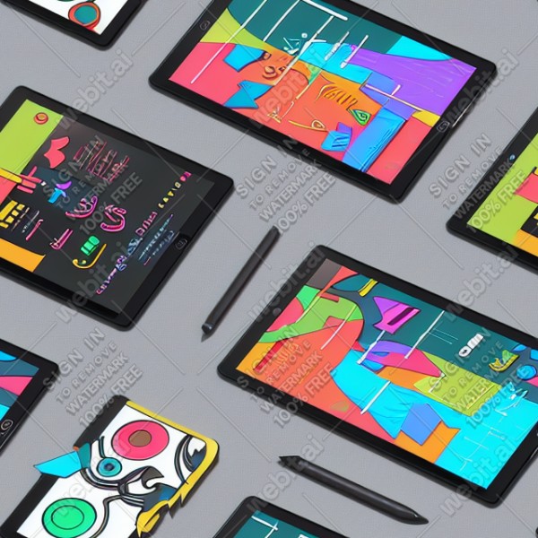 Tablet tech illustration graphic design vector, trending on artstation, base color, albedo, detailed, 4k