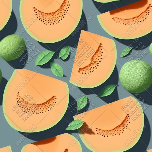 Cantaloupe illustration wall texture, trending on artstation, base color, albedo, detailed, 4k