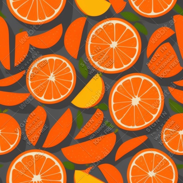 Orange fruit illustration graphic design wall texture, trending on artstation, base color, albedo, detailed, 4k