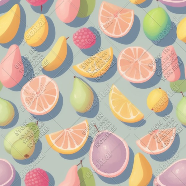 Pastel fruits flat illustration, trending on artstation, base color, albedo, detailed, 4k