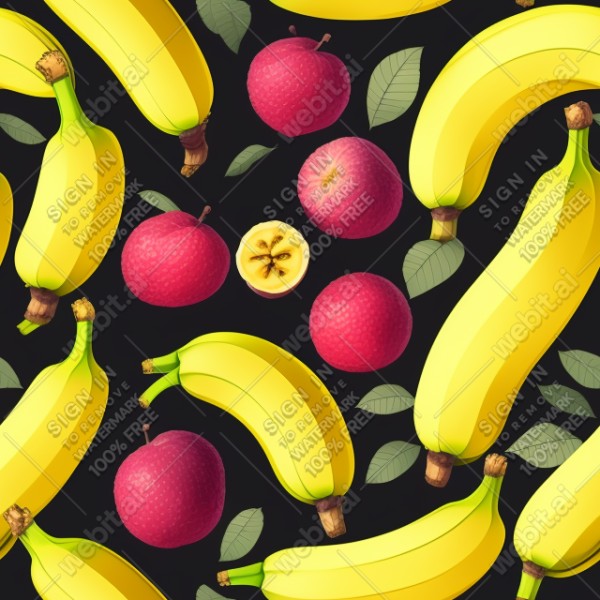 Banana fruit illustration graphic design wall texture, trending on artstation, base color, albedo, detailed, 4k