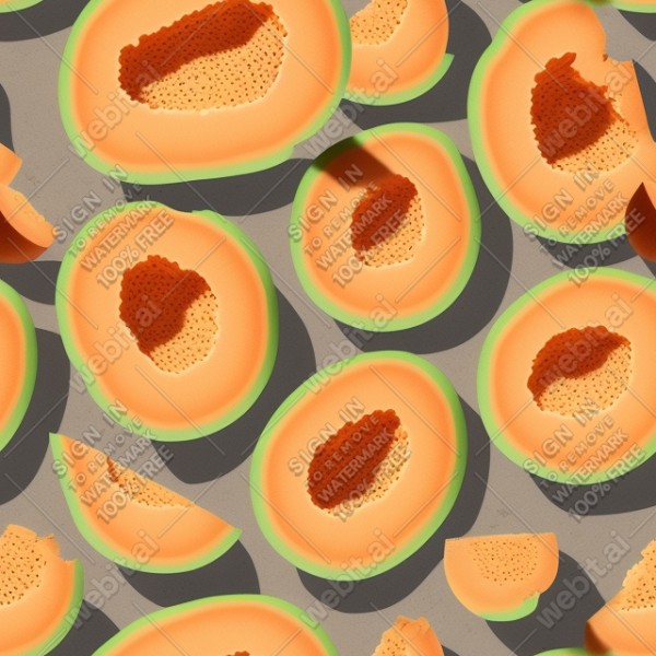 Cantaloupe illustration wall texture, trending on artstation, base color, albedo, detailed, 4k