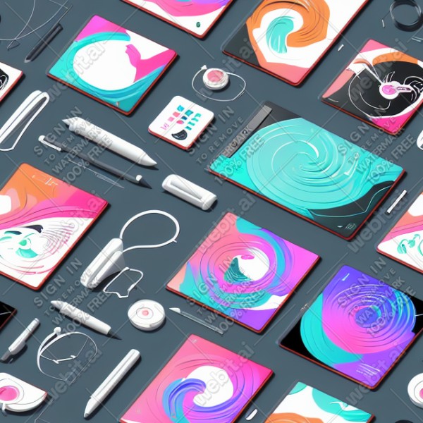 Tablet tech illustration graphic design vector, trending on artstation, base color, albedo, detailed, 4k