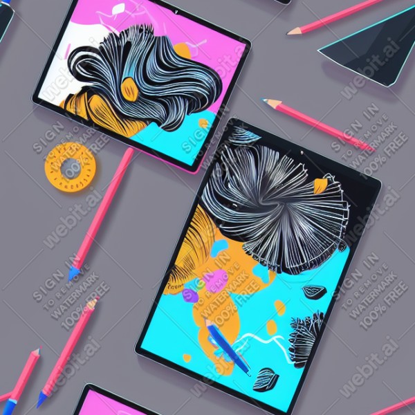Tablet tech illustration graphic design vector, trending on artstation, base color, albedo, detailed, 4k