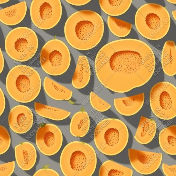 Cantaloupe illustration wall texture, trending on artstation, base color, albedo, detailed, 4k