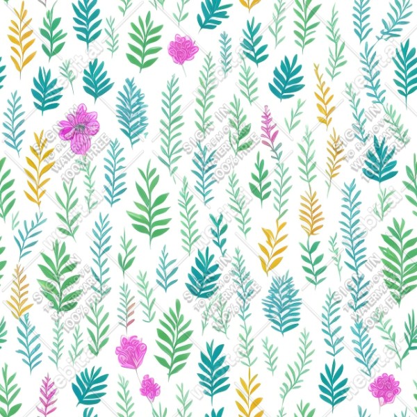 White background with colorful pattern of plants and flowers, trending on artstation, base color, albedo, detailed, 4k