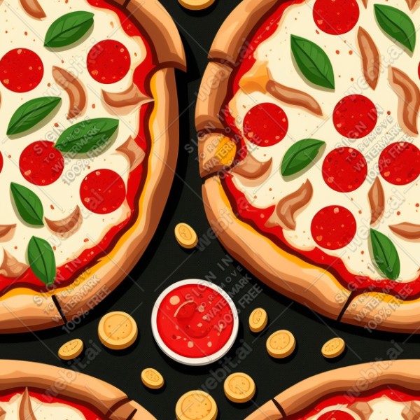 Pizza illustration design texture, trending on artstation, base color, albedo, detailed, 4k
