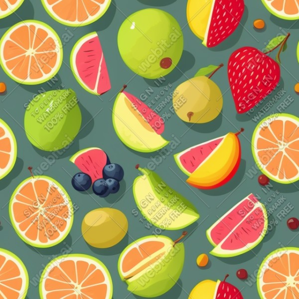 Fruits flat illustration, trending on artstation, base color, albedo, detailed, 4k