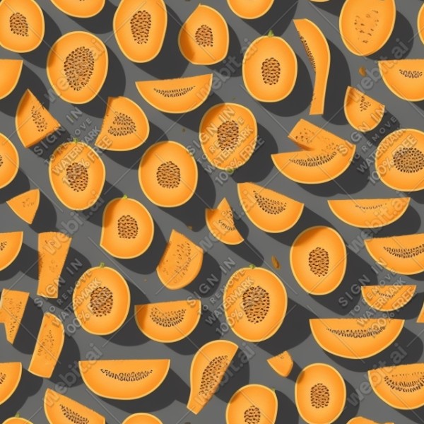Cantaloupe illustration wall texture, trending on artstation, base color, albedo, detailed, 4k