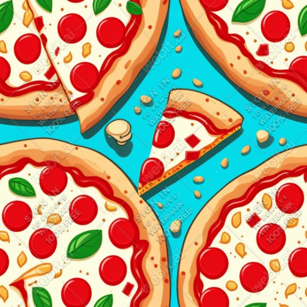 Pizza illustration design texture, trending on artstation, base color, albedo, detailed, 4k