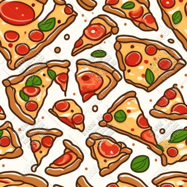 Pizza illustration design texture, trending on artstation, base color, albedo, detailed, 4k