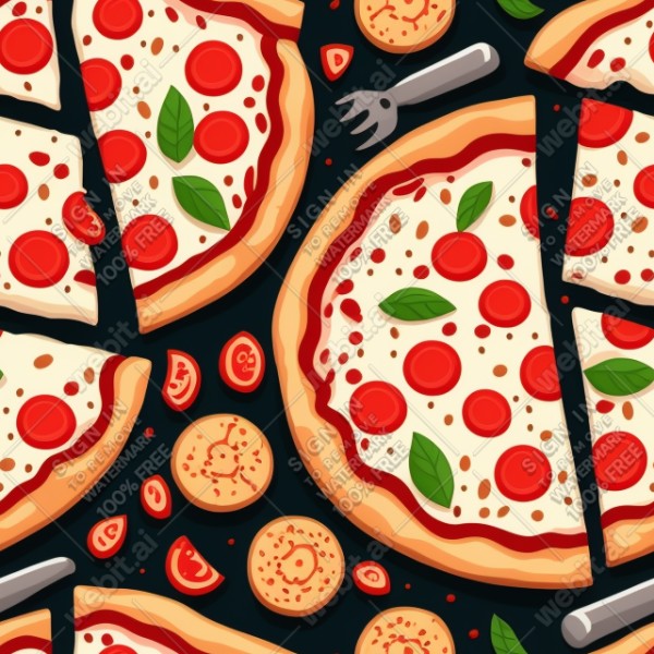 Pizza illustration design texture, trending on artstation, base color, albedo, detailed, 4k