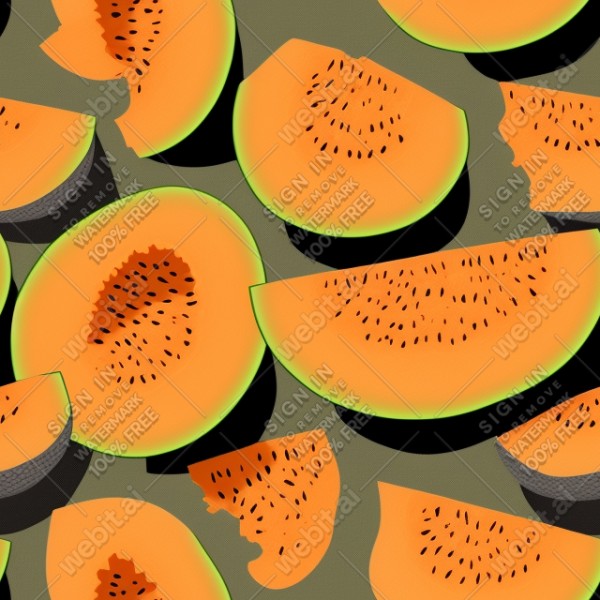 Cantaloupe illustration wall texture, trending on artstation, base color, albedo, detailed, 4k