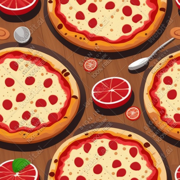 Pizza illustration design texture, trending on artstation, base color, albedo, detailed, 4k