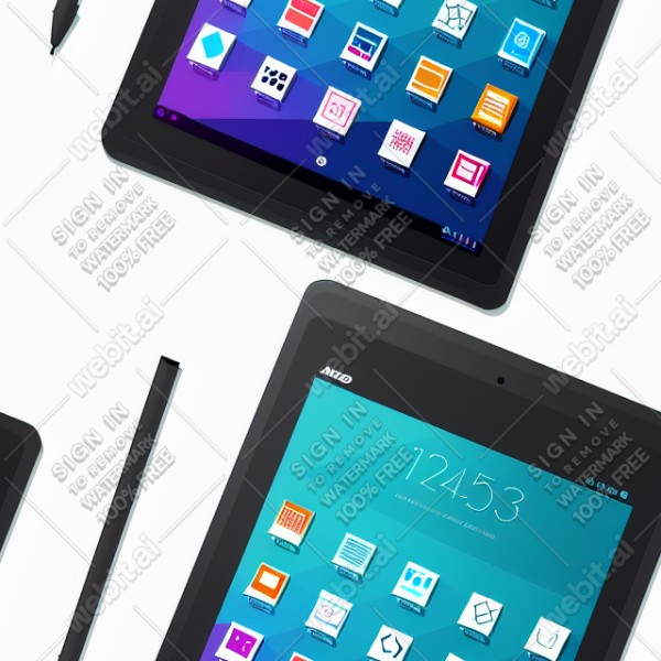 Tablet tech illustration graphic design vector, trending on artstation, base color, albedo, detailed, 4k