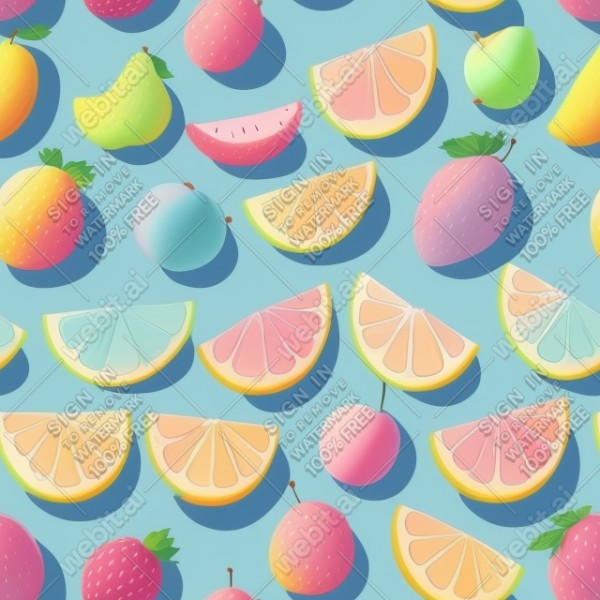 Pastel fruits flat illustration, trending on artstation, base color, albedo, detailed, 4k