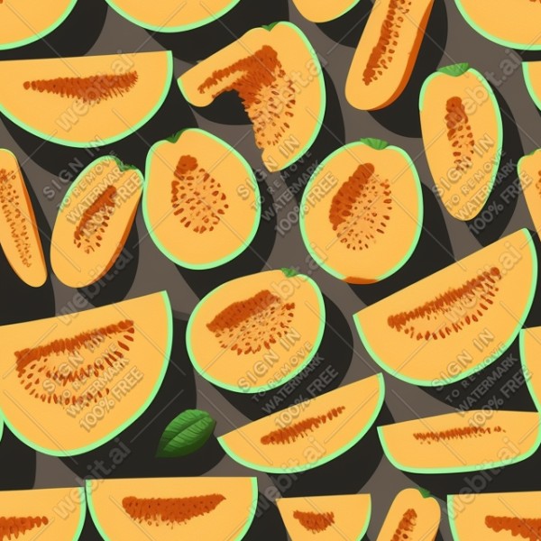 Cantaloupe illustration wall texture, trending on artstation, base color, albedo, detailed, 4k