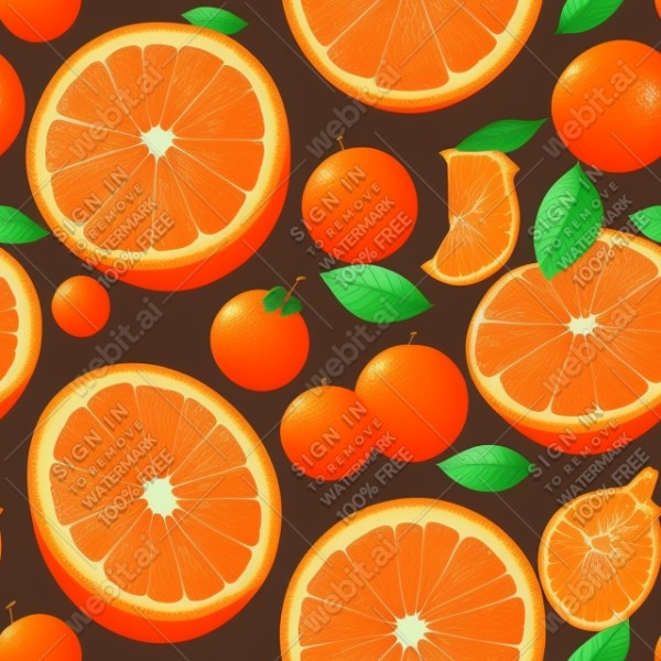 Orange fruit illustration graphic design wall texture, trending on artstation, base color, albedo, detailed, 4k