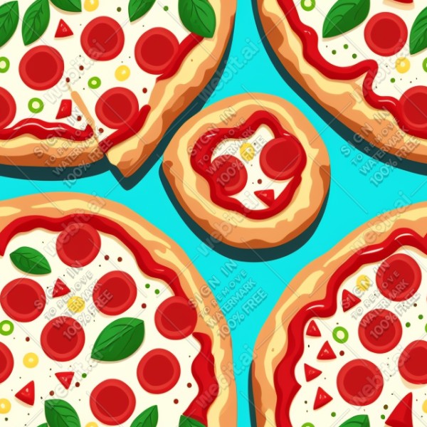 Pizza illustration design texture, trending on artstation, base color, albedo, detailed, 4k