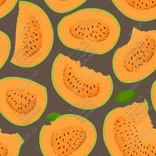Cantaloupe illustration wall texture, trending on artstation, base color, albedo, detailed, 4k