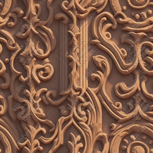 Ornate temple wall flat texture, trending on artstation, base color, albedo, detailed, 4k