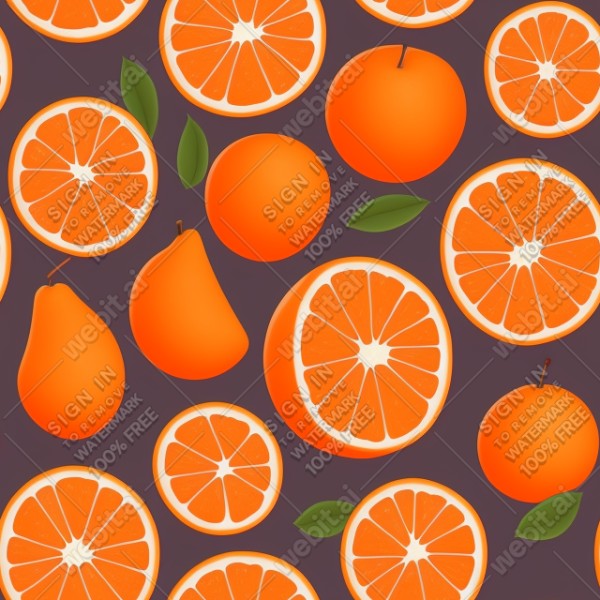 Orange fruit illustration graphic design wall texture, trending on artstation, base color, albedo, detailed, 4k