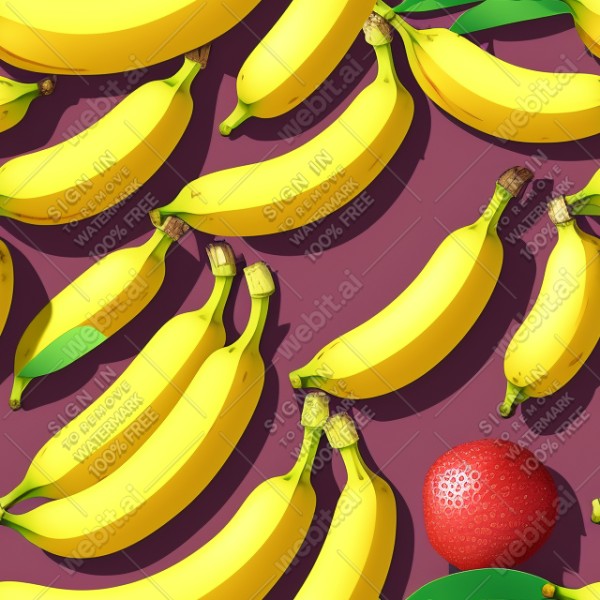 Banana fruit illustration graphic design wall texture, trending on artstation, base color, albedo, detailed, 4k