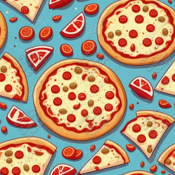 Pizza illustration design texture, trending on artstation, base color, albedo, detailed, 4k