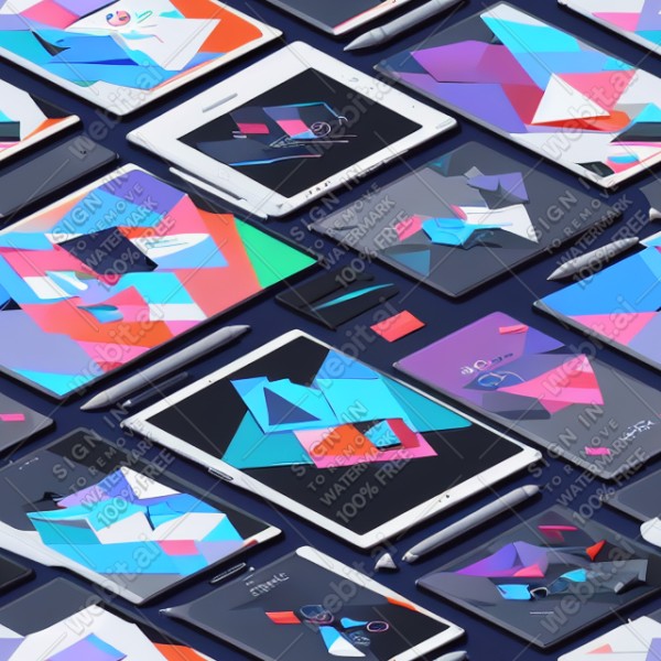 Tablet tech illustration graphic design vector, trending on artstation, base color, albedo, detailed, 4k
