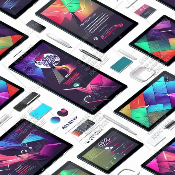 Tablet tech illustration graphic design vector, trending on artstation, base color, albedo, detailed, 4k