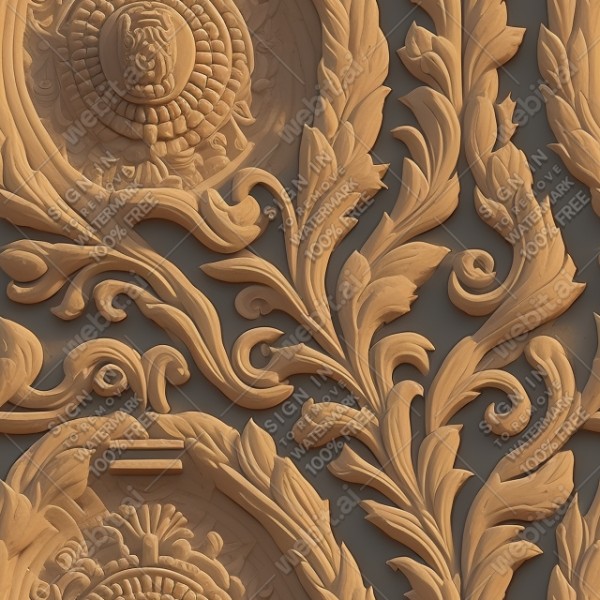 Ornate temple wall flat texture, trending on artstation, base color, albedo, detailed, 4k