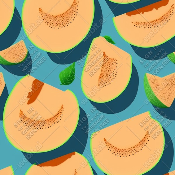 Cantaloupe illustration wall texture, trending on artstation, base color, albedo, detailed, 4k