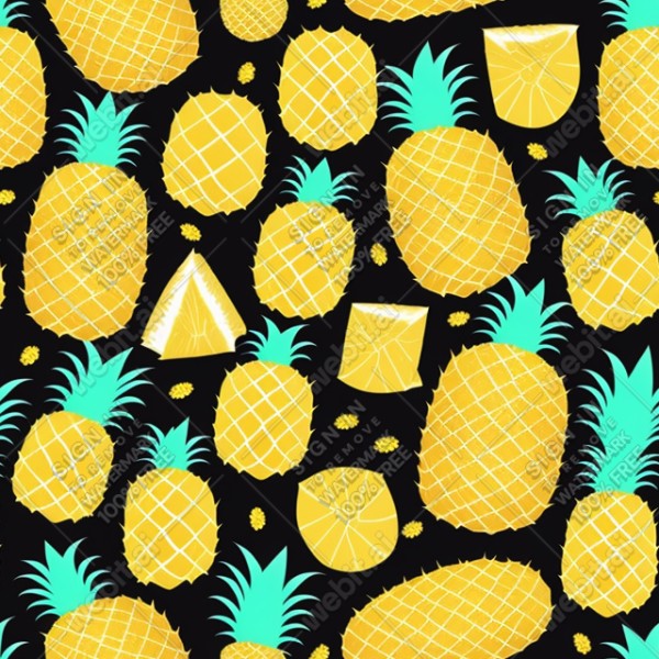 Pineapple illustration wall texture, trending on artstation, base color, albedo, detailed, 4k