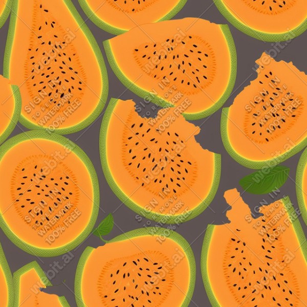 Cantaloupe illustration wall texture, trending on artstation, base color, albedo, detailed, 4k