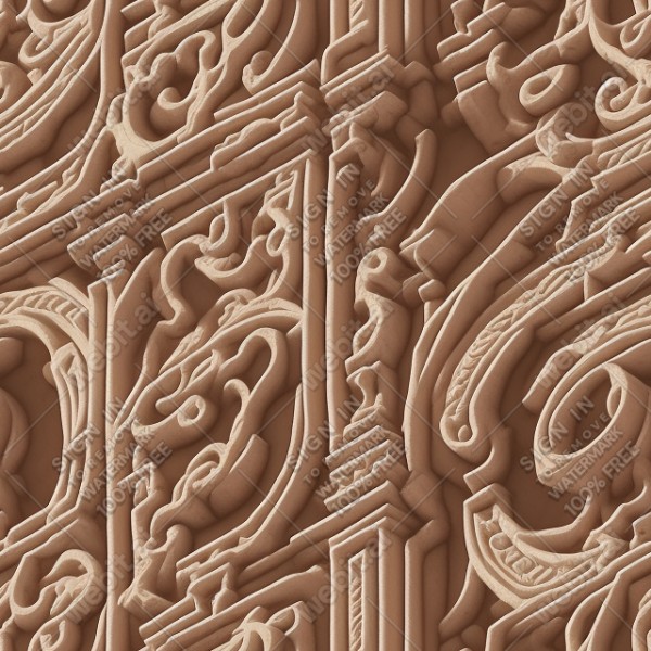 Ornate temple wall flat texture, trending on artstation, base color, albedo, detailed, 4k