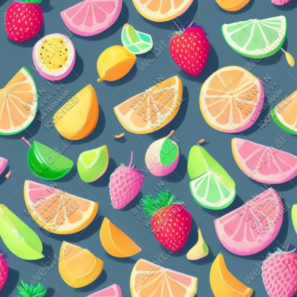 Pastel fruits flat illustration, trending on artstation, base color, albedo, detailed, 4k