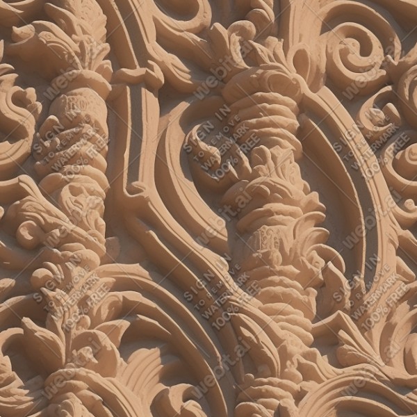 Ornate temple wall flat texture, trending on artstation, base color, albedo, detailed, 4k