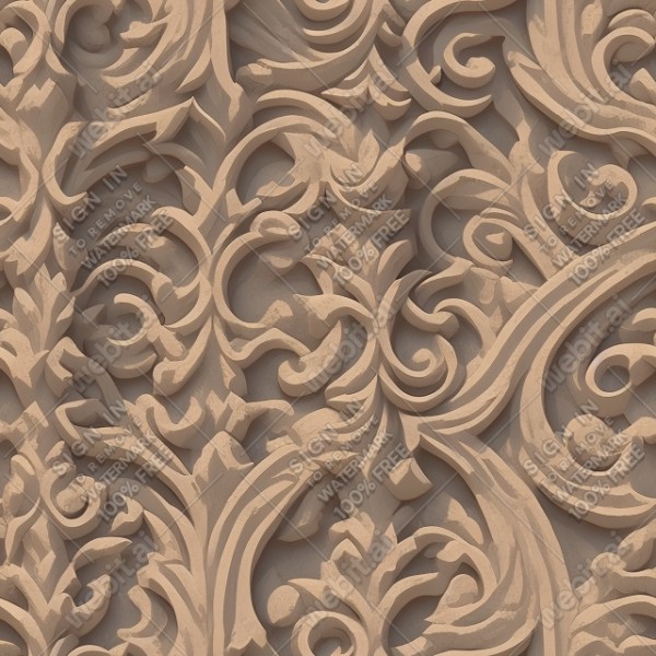 Ornate temple wall flat texture, trending on artstation, base color, albedo, detailed, 4k