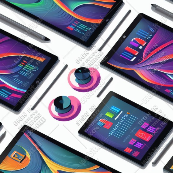 Tablet tech illustration graphic design vector, trending on artstation, base color, albedo, detailed, 4k